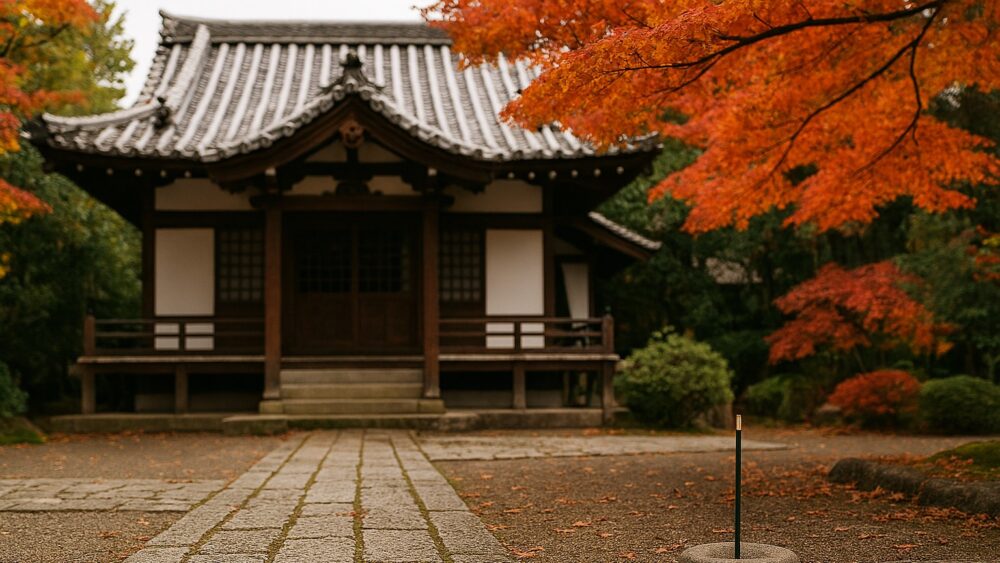 線香とお寺のイメージ