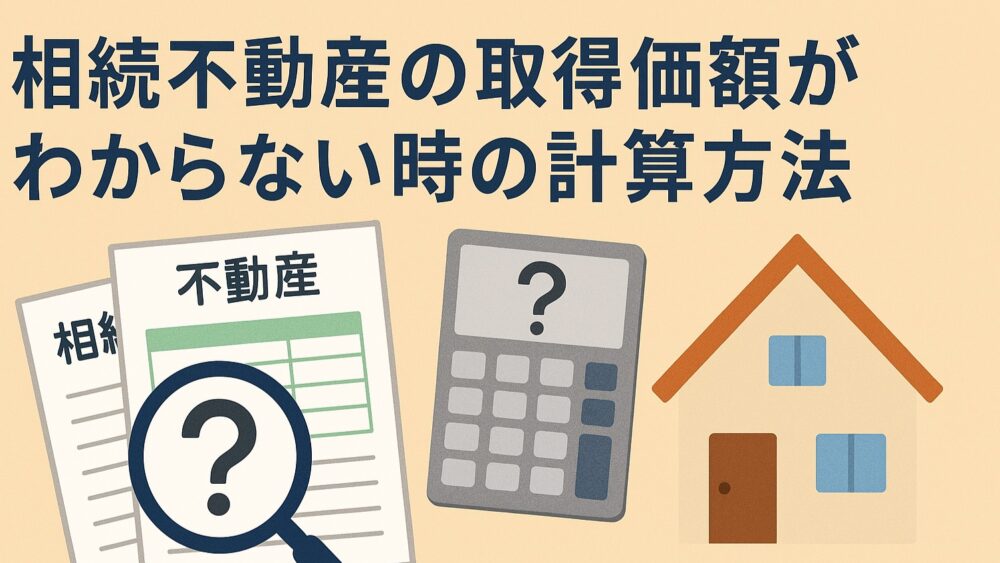 相続不動産の取得価額がわからない時の計算方法